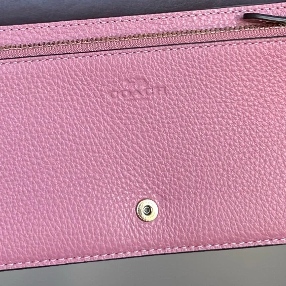 Coach Anna Foldover Pink Pebbled Leather Clutch/No Strap! - Picture 4 of 9